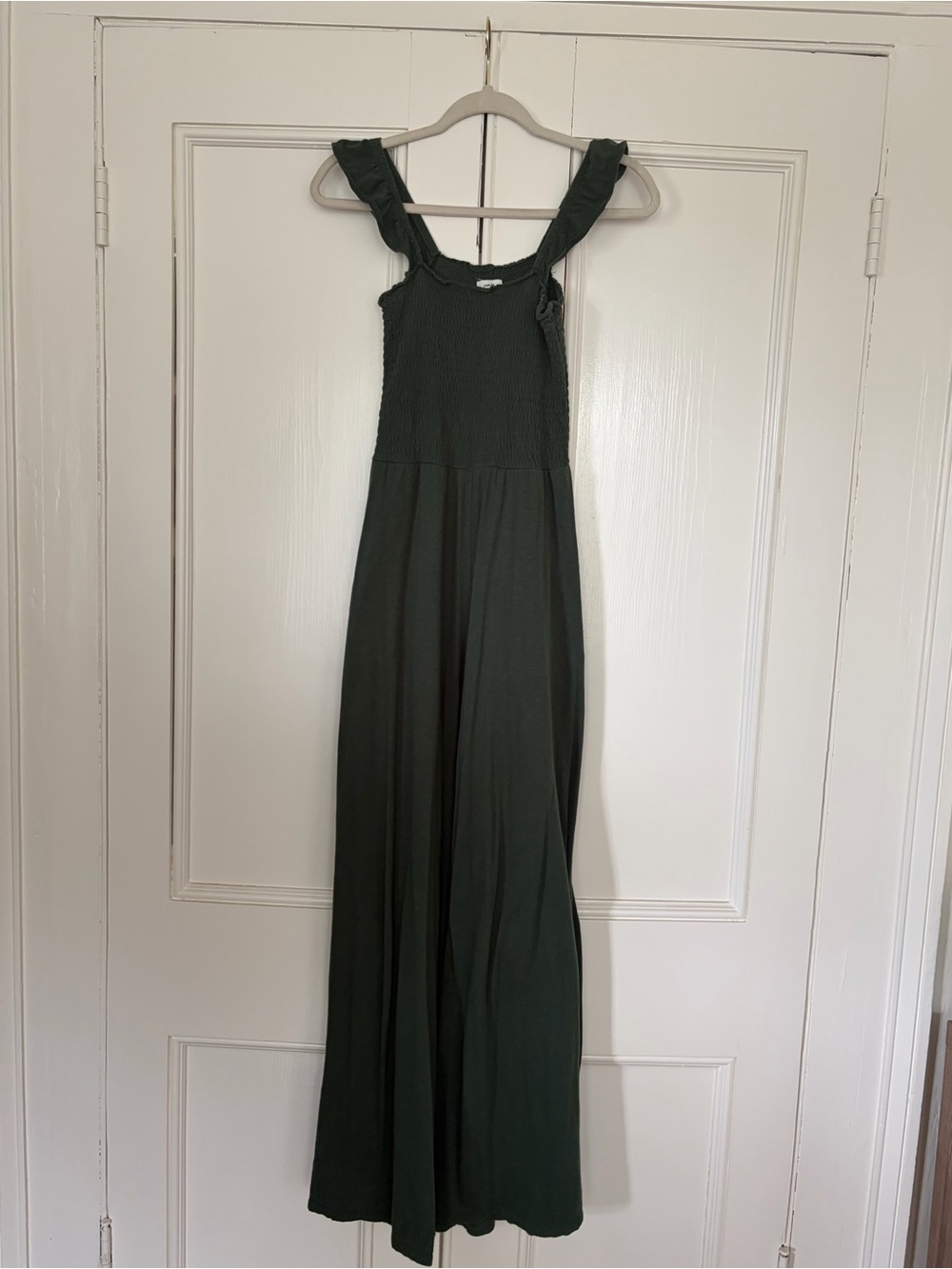 AERIE Green Smocked Wide-Leg Jumpsuit